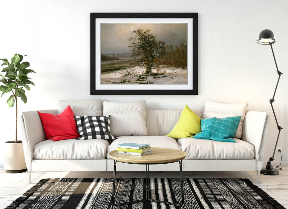 Framed Art Poster – Oak Tree Painting Print by Johan Christian Dahl | Winter Landscape Wall Art