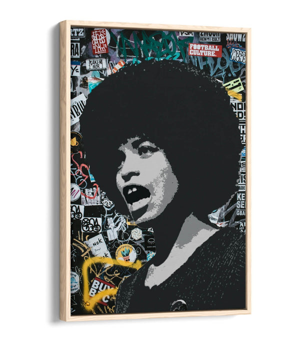 ANGELA DAVIS ACTIVIST GRAFFITI -FLOAT EFFECT CANVAS WALL ART PIC PRINT BANKSY