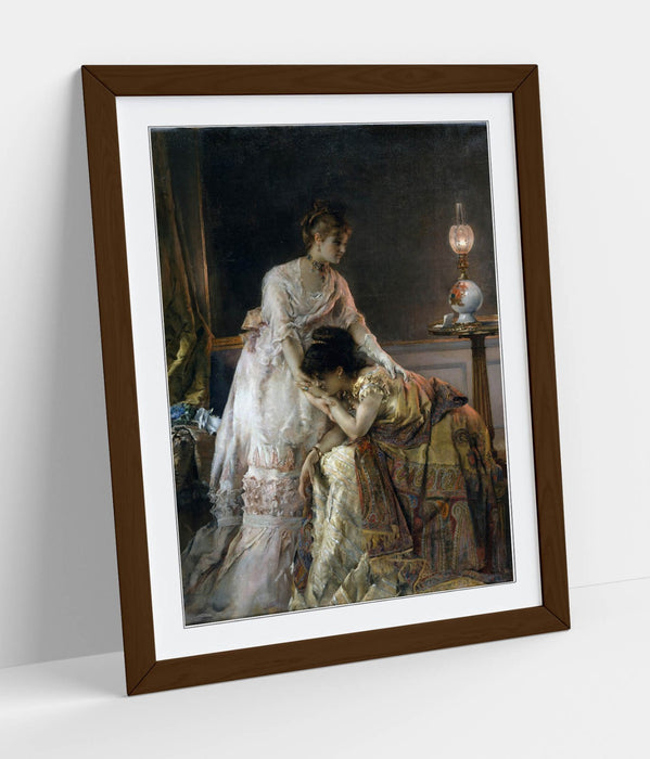 Framed Wall Art - Alfred Stevens After The Ball Poster Print With Wood Grain Frame