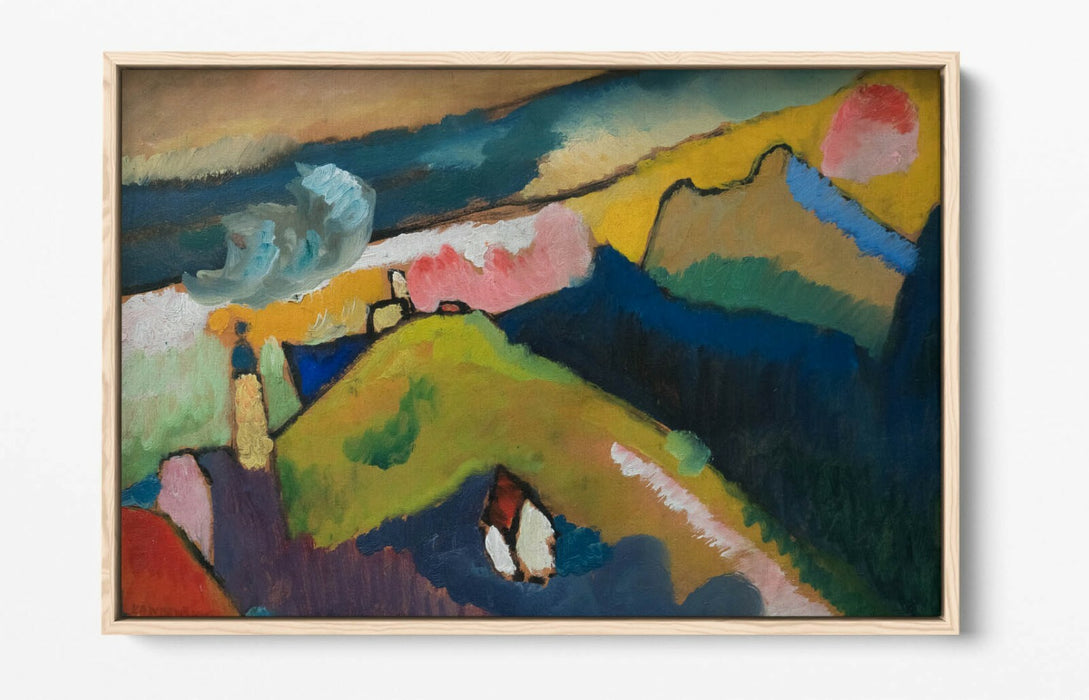 KANDINSKY, MOUNTAIN LANDSCAPE CHURCH-FLOAT EFFECT CANVAS WALL ART PICTURE PRINT