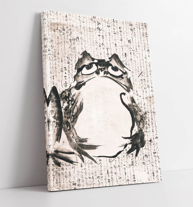 Vintage Japanese Frog Art - Handmade Canvas Wall Artwork With Premium Varnish Finish