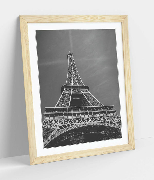 Eiffel Tower Wall Art – Paris Framed Print | Handmade UK Art, Wood Grain Frame