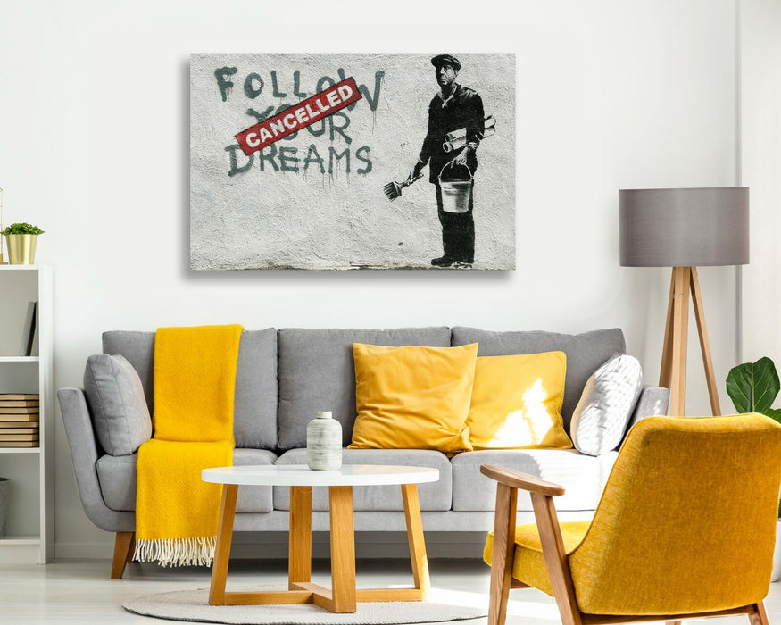 BANKSY - FOLLOW YOUR DREAMS CANCELLED CANVAS WALL ART PRINT ARTWORK GRAFFITI