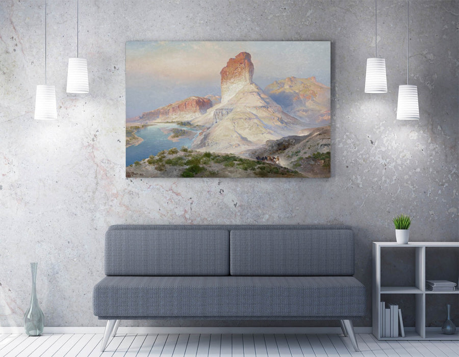 THOMAS MORAN, THE CASTLE ROCK GREEN RIVER -CANVAS WALL ARTWORK PIC PRINT