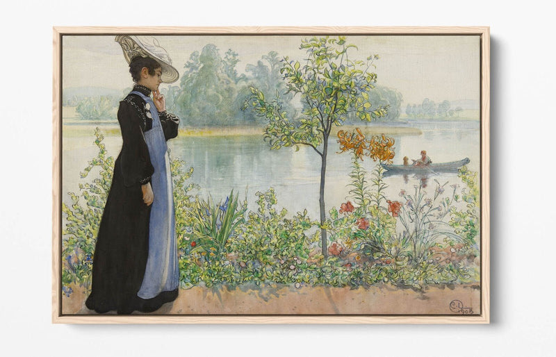 Canvas Wall Art Carl Larsson Karin At The Shore | Handmade Float Effect Print