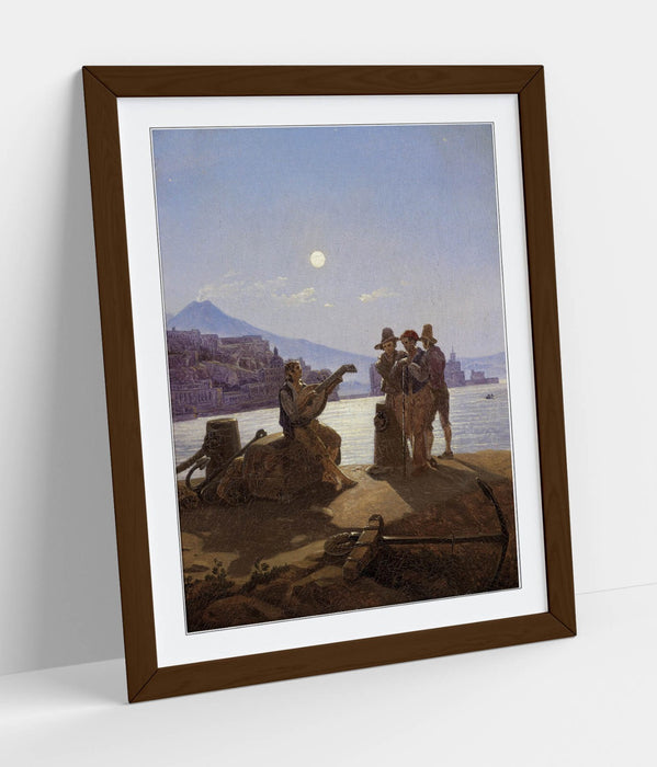 Framed Wall Art - Carl Gustav Carus Italian Fishermen Print With Woodgrain Frame