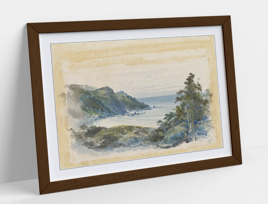 Framed Art Poster - William Hodgkins Coastal Print | Natural Wood Frame, Matte Paper