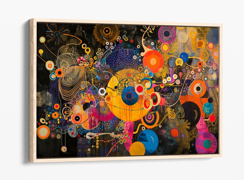Float Effect Canvas Art - Abstract Multi Colour Artwork on Custom Deep Frame