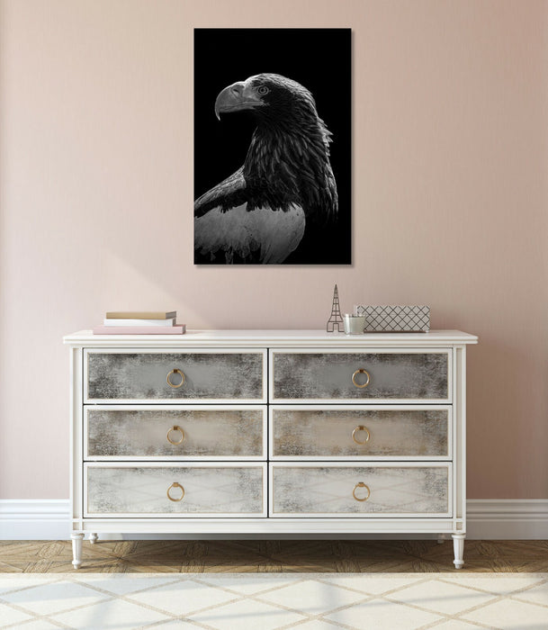 Canvas Art Print - Bald Eagle Black and White 30mm Frame Artwork | Freedom Wall Decor