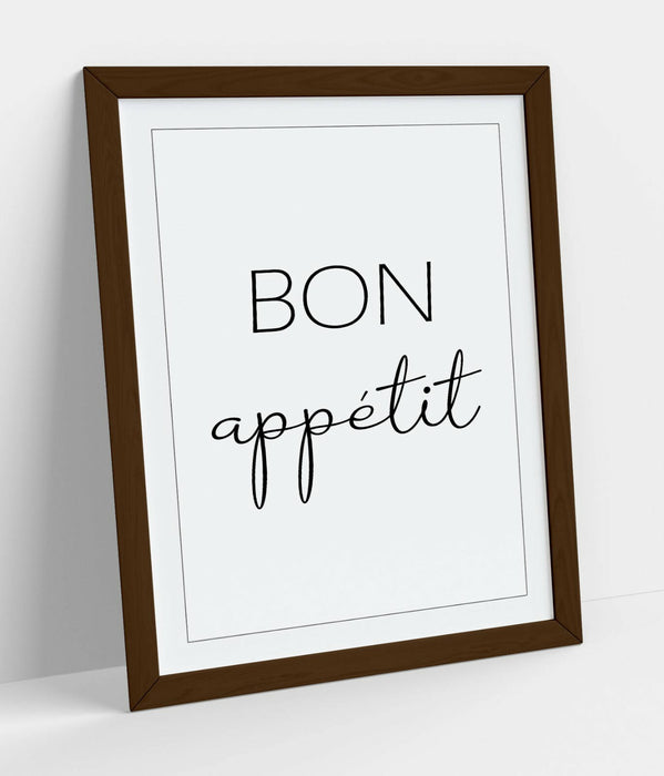 "BON APPETIT" KITCHEN FOOD QUOTE SLOGAN HOME -FRAMED WALL ART PICTURE PRINT