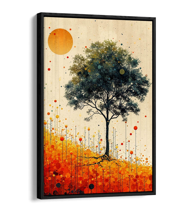 Abstract Canvas Art - Orange Bubbles Tree | Float Effect Canvas Wall Art