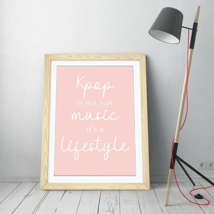 "K-POP IS A LIFESTYLE" BTS ARMY QUOTE SLOGAN -FRAMED WALL ART PICTURE PRINT
