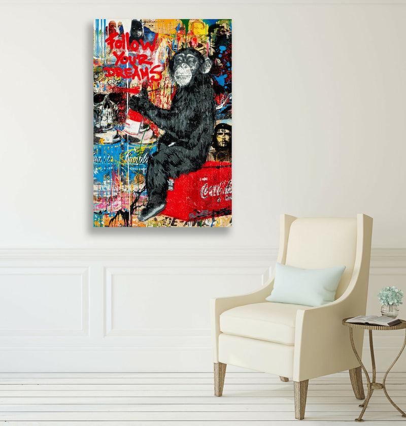 Graffiti Canvas Art – Banksy Style Print | Follow Your Dreams Urban Street Wall Decor