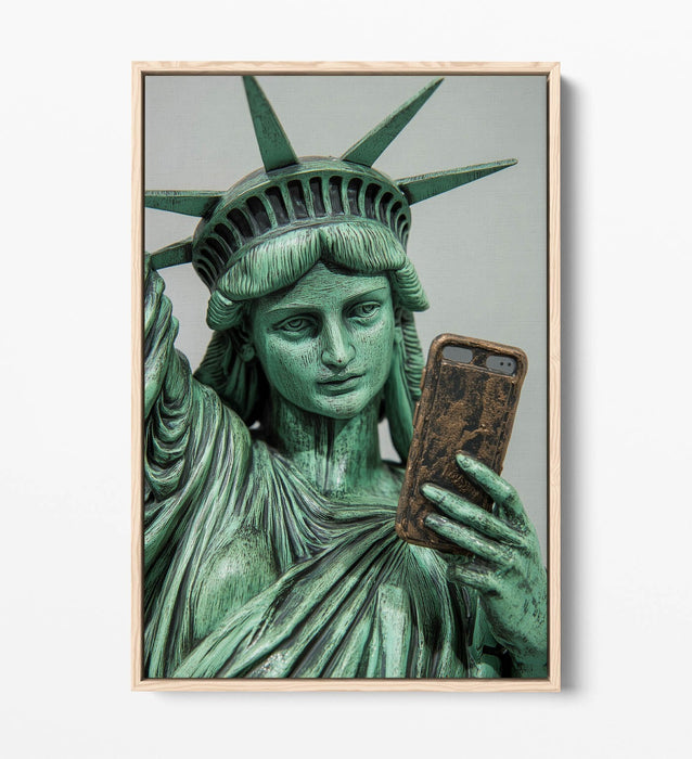Funny Statue Of Liberty Art – Float Effect Canvas Wall Art With Premium Varnish Finish