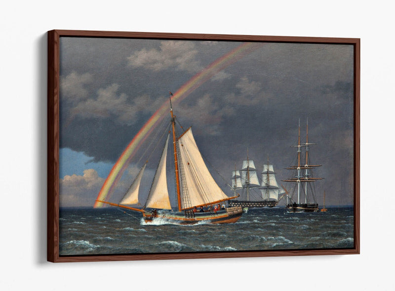 Float Effect Canvas Art - Rainbow At Sea Painting | Premium 30mm Deep Frame