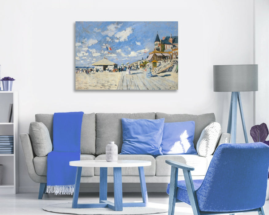CANVAS WALL ART  PRINT ARTWORK  Claude Monet The boardwalk on the beach