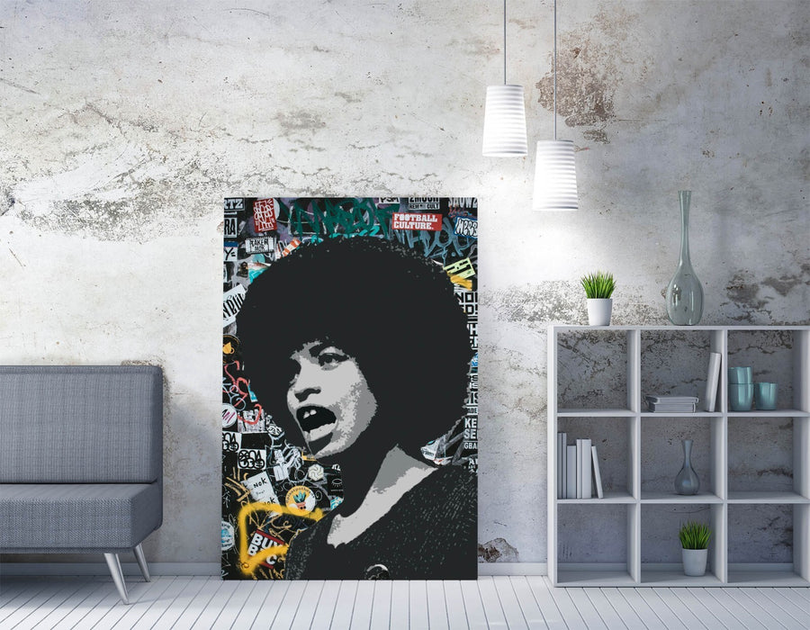 ANGELA DAVIS ACTIVIST GRAFFITI -CANVAS WALL ART PRINT ARTWORK BANKSY STYLE