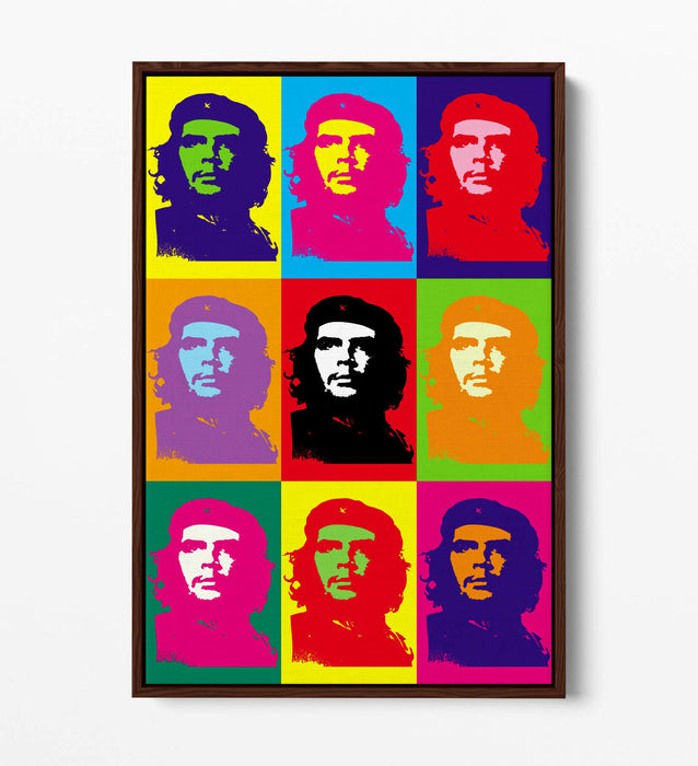 CHE GUEVARA COLOURFUL POP ART -FLOAT EFFECT CANVAS WALL ART PRINT
