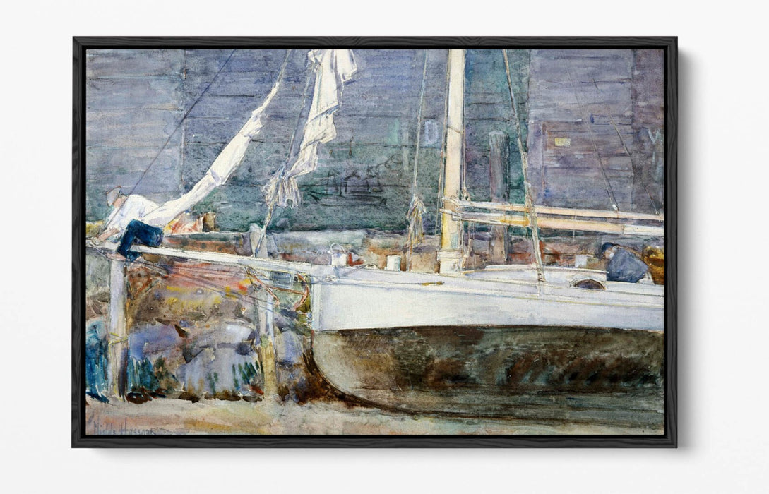 Canvas Wall Art - Childe Hassam Drydock Gloucester | Float Effect Premium Frame