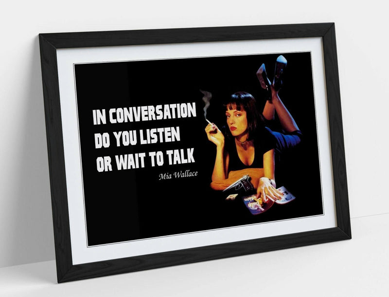 Pulp Fiction Poster - Framed Mia Wallace Art with Orange Woodgrain Frame