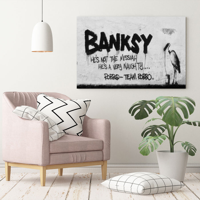 BANKSY STYLE - BANKSY V ROBBO -  CANVAS STREET WALL ART PRINT ARTWORK