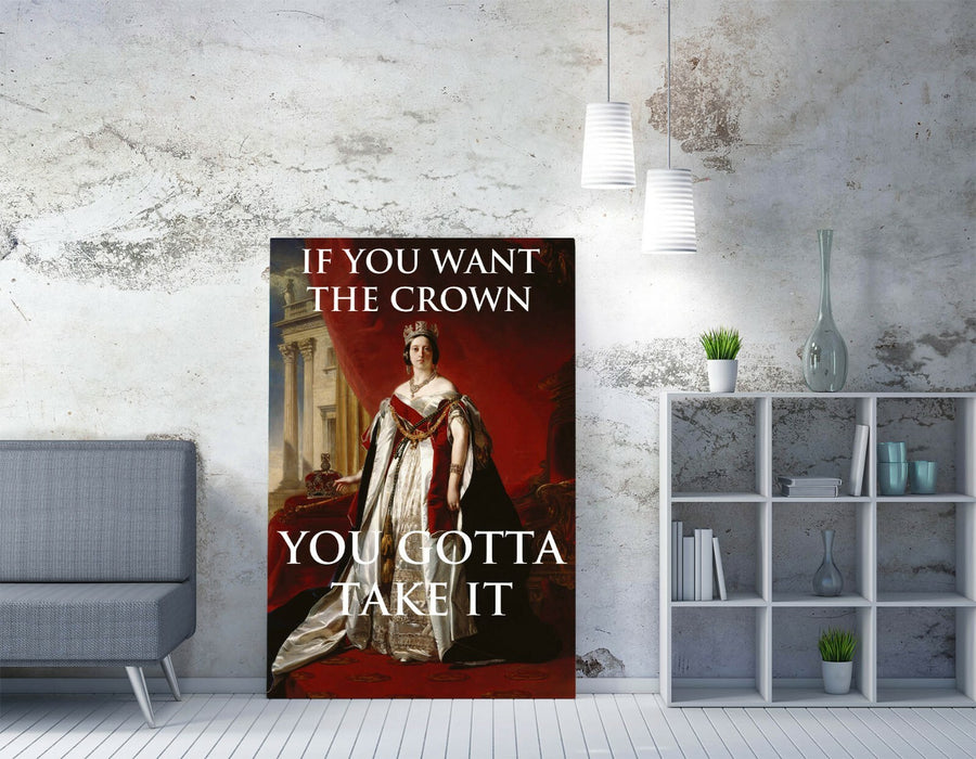 "IF YOU WANT THE CROWN" MOTIVATIONAL QUOTE SLOGAN -CANVAS WALL ART PICTURE PRINT