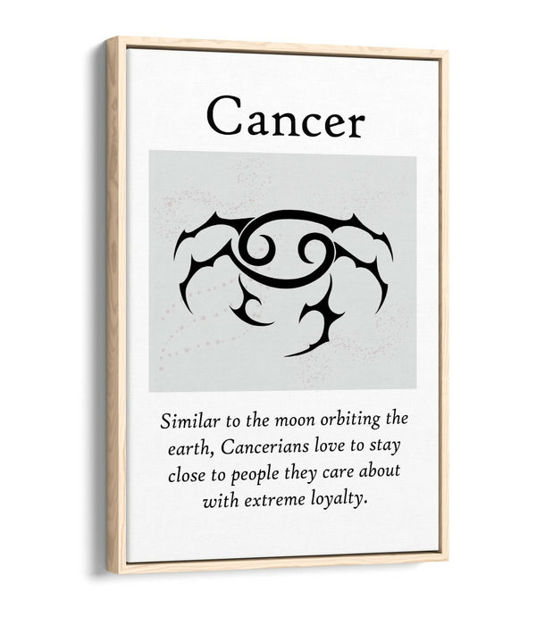 CANCER STAR SIGN ZODIAC ASTROLOGY QUOTE -FLOAT EFFECT CANVAS WALL ART PRINT