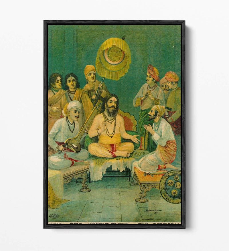 Float Effect Canvas - Dhurandhar Shivaji Ramdas Bhet Premium Wall Art Print