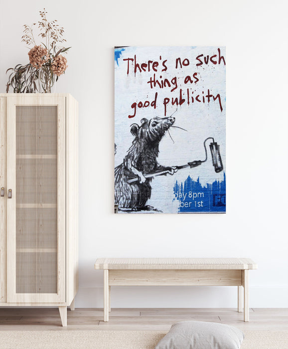BANKSY CANVAS STREET WALL ART PRINT ARTWORK RATS - NO SUCH THING GOOD PUBLICITY
