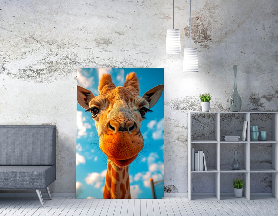 Giraffe Canvas Art - Funny Giraffe Portrait Print | Handmade Canvas Wall Decor