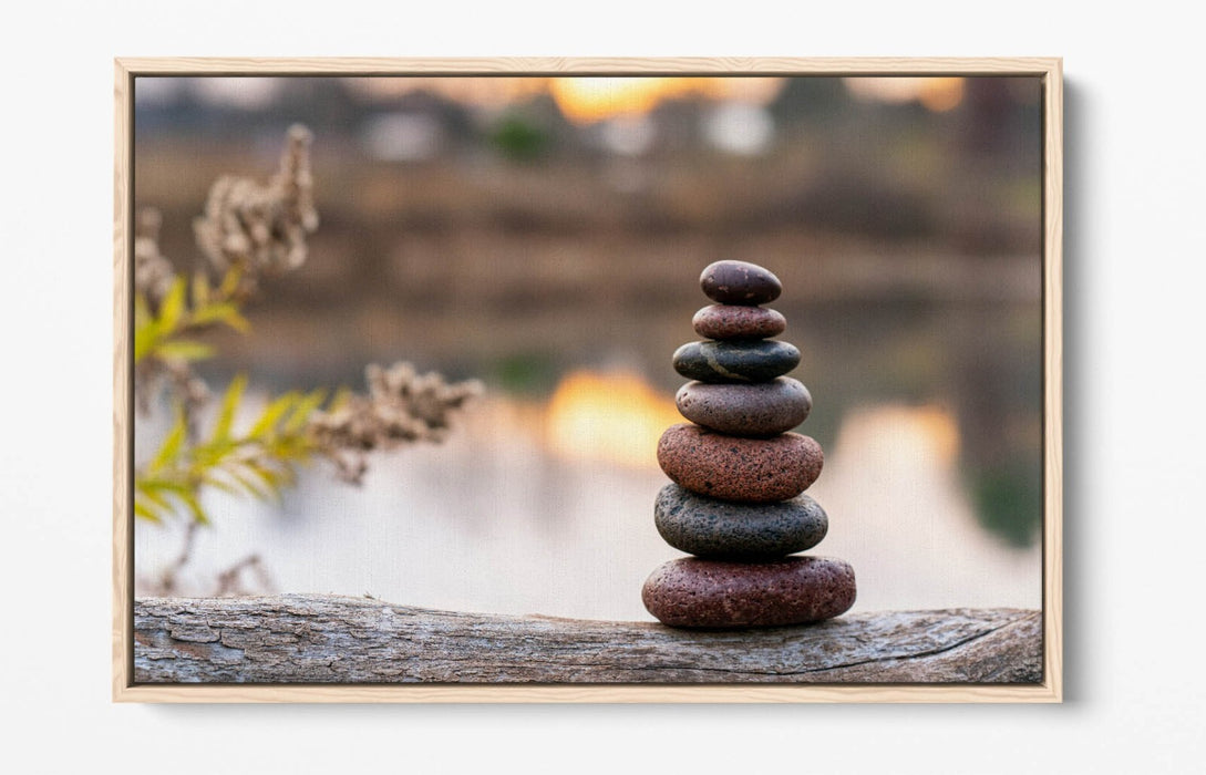 Zen Stones Canvas - Float Effect Canvas Wall Art With Stacked Stones Decor