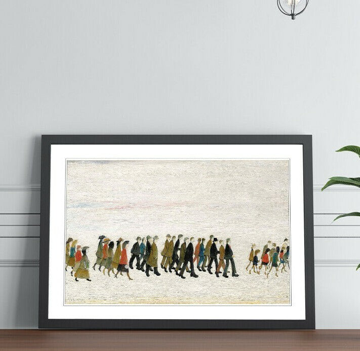 A Procession of People FRAMED WALL ART PRINT PAINTING Artwork LS Lowry Style
