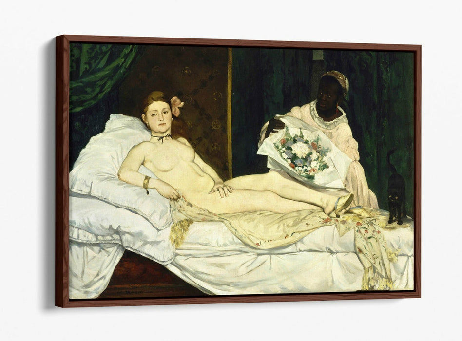 EDOUARD MANET OLYMPIA- FLOAT EFFECT CANVAS WALL ART PIC PRINT- WHITE BROWN