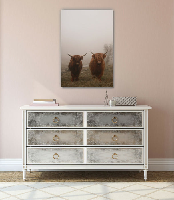 Canvas Wall Art | Shetland Cows Animal Canvas Print - 30mm Deep Frame, Handmade