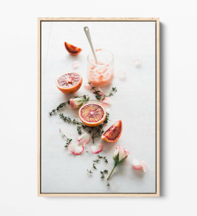 Blood Orange Canvas Art - Vibrant Fruit Drink Artwork | Handmade Kitchen Wall Decor