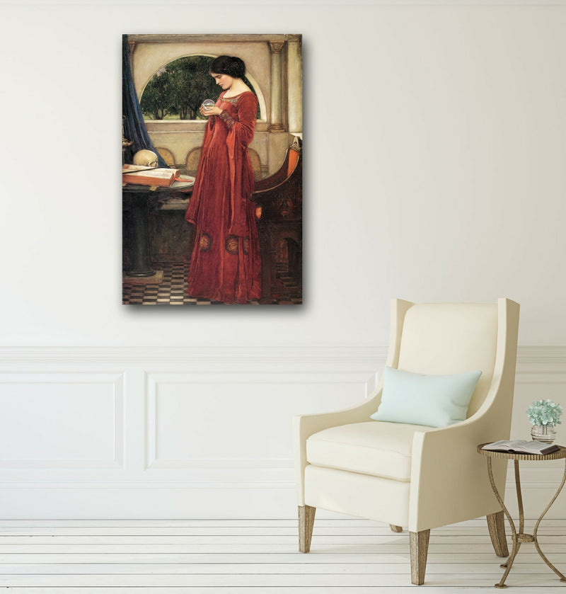 Canvas Wall Art - John W Waterhouse The Crystal Ball Print | Handmade Decorative Artwork