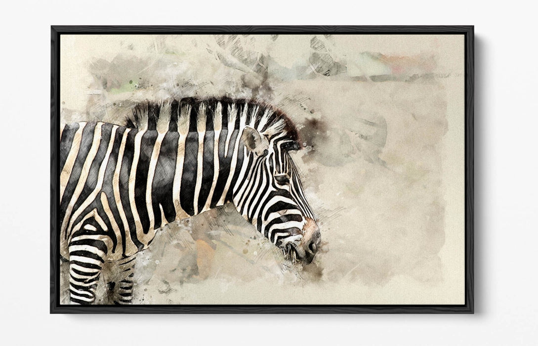 ZEBRA GLITCH ABSTRACT ARTWORK HOME DECOR 2 -FLOAT EFFECT CANVAS WALL ART PRINT