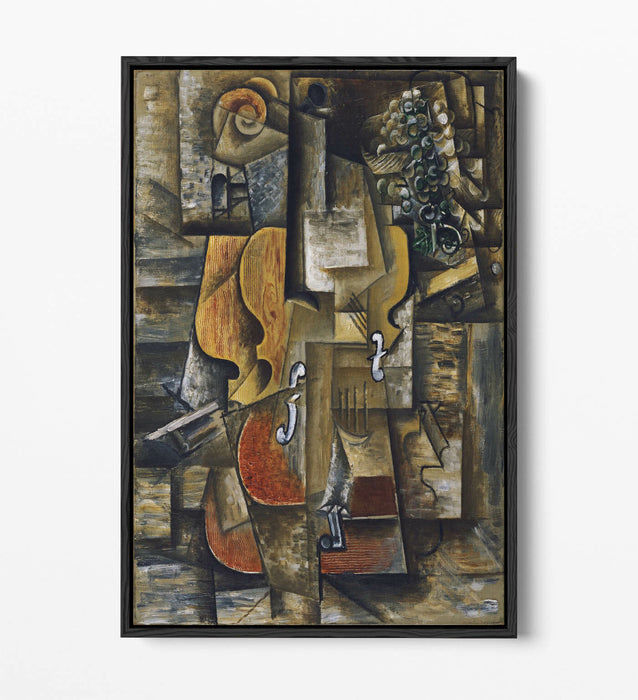 Picasso Canvas Wall Art - Float Effect Canvas Violin Grape Painting on MDF Frame