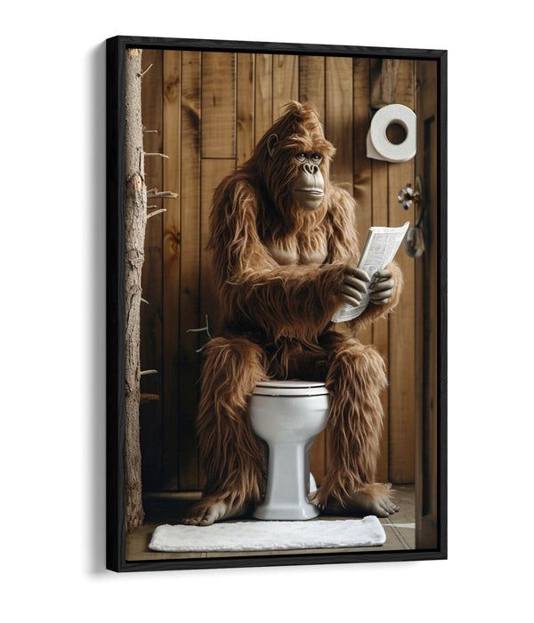 Bigfoot Canvas Art – Funny Bathroom Wall Decor | Float Effect Canvas Print