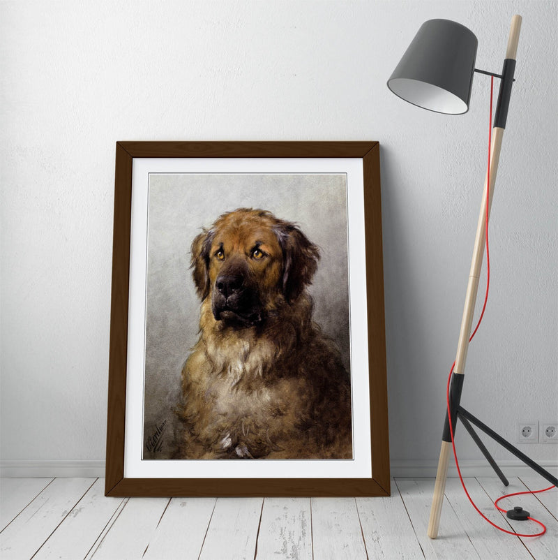 Framed Wall Art - Otto Ereleman, Head Of A Leonberger | Handmade UK Art Poster Print