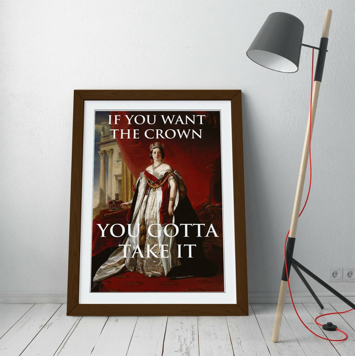 "IF YOU WANT THE CROWN" MOTIVATIONAL QUOTE SLOGAN -FRAMED WALL ART PICTURE PRINT