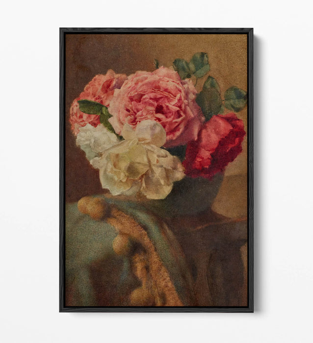 Float Effect Canvas Art - William John Wainwright Roses Floral Print on Premium Frame