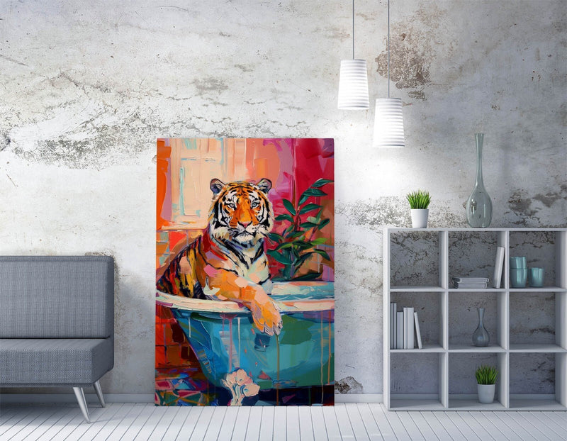 Tiger Canvas Wall Art Featuring Vibrant Colour Artwork – 30mm Deep Frame, Modern Animal Decor