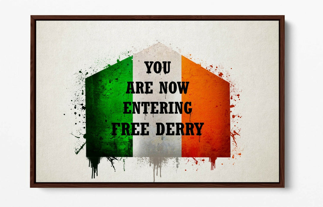 FREE DERRY CORNER IRISH FLAG SPLASH, DERRY GIRLS  -FLOAT EFFECT CANVAS ART PRINT