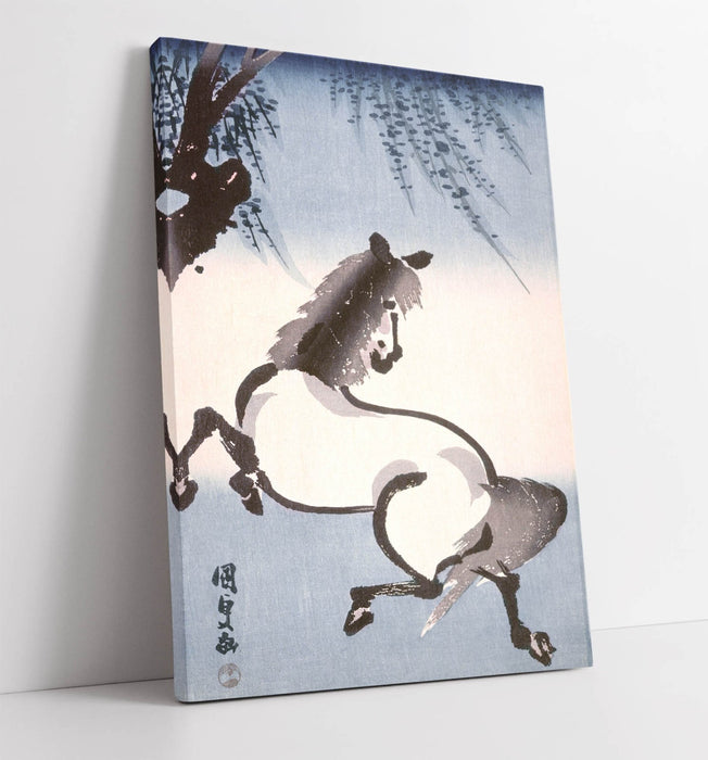 Canvas Wall Art – Handmade Kunisada Horse Canvas Print | Premium Varnish Finish
