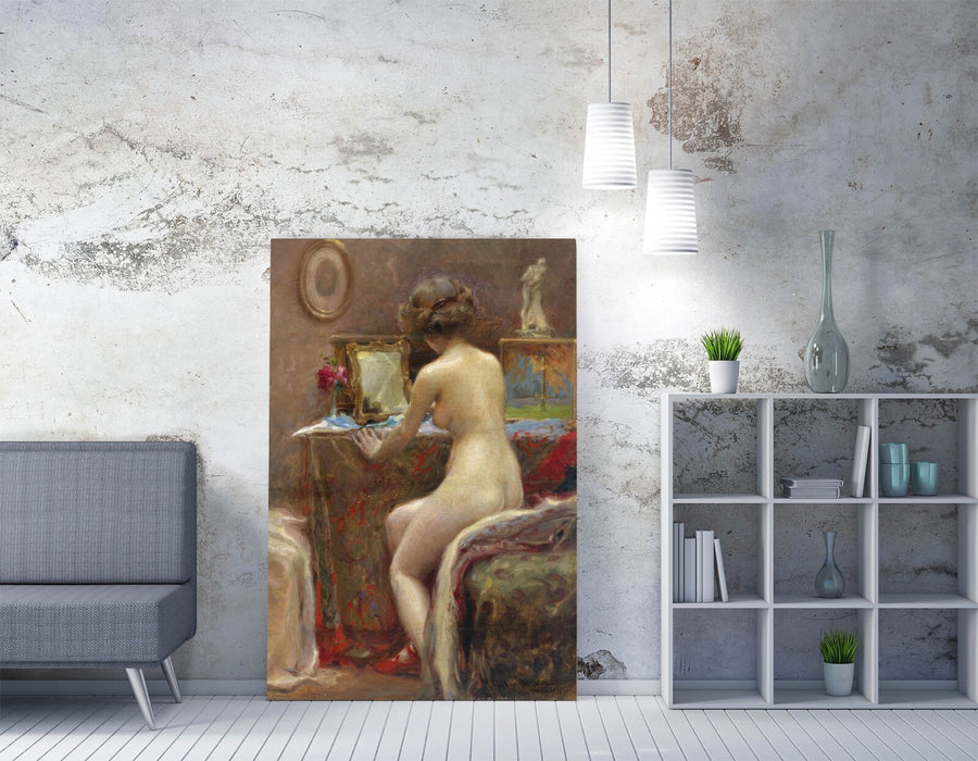 Canvas Wall Art – Vlado Bukovac Painting Before The Toilet Mirror | Premium Print