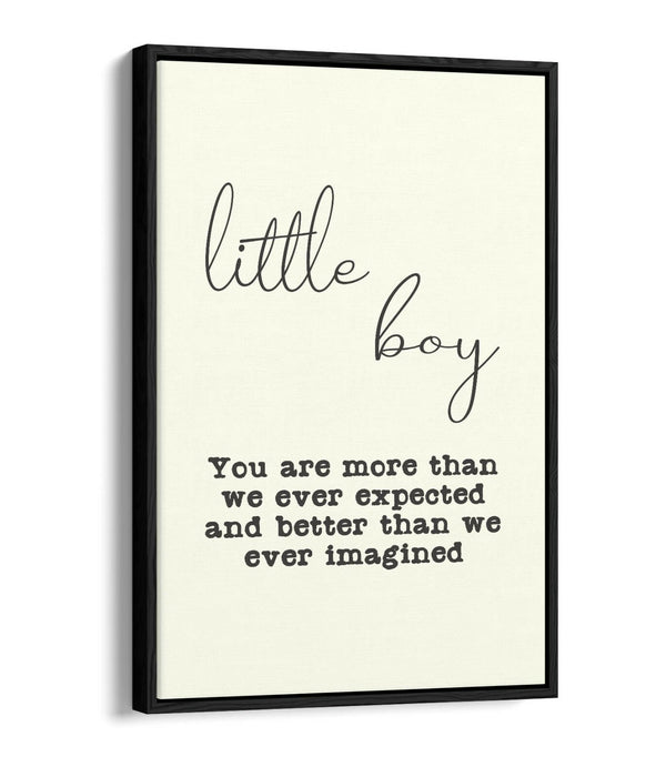 "LITTLE BOY" NURSERY BABY ROOM QUOTE SLOGAN -FLOAT EFFECT CANVAS WALL ART PRINT