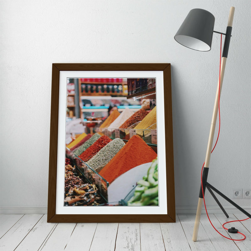Framed Kitchen Poster - Colorful Spice Stack Print | Handmade Wall Art