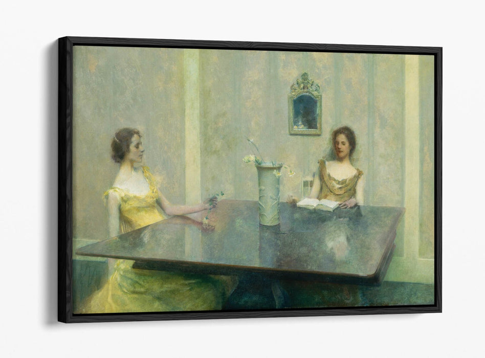THOMAS WILMER DEWING, A READING -FLOAT EFFECT CANVAS WALL ART PRINT