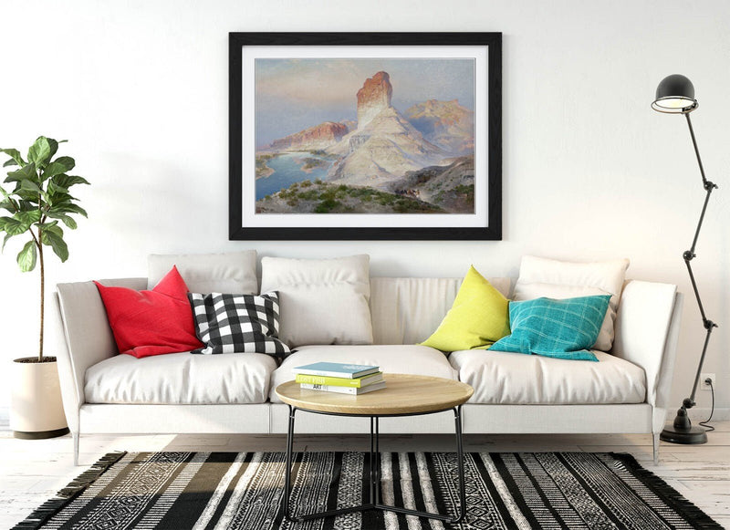Framed Wall Art - Thomas Moran Castle Rock Green River Matte Paper Print